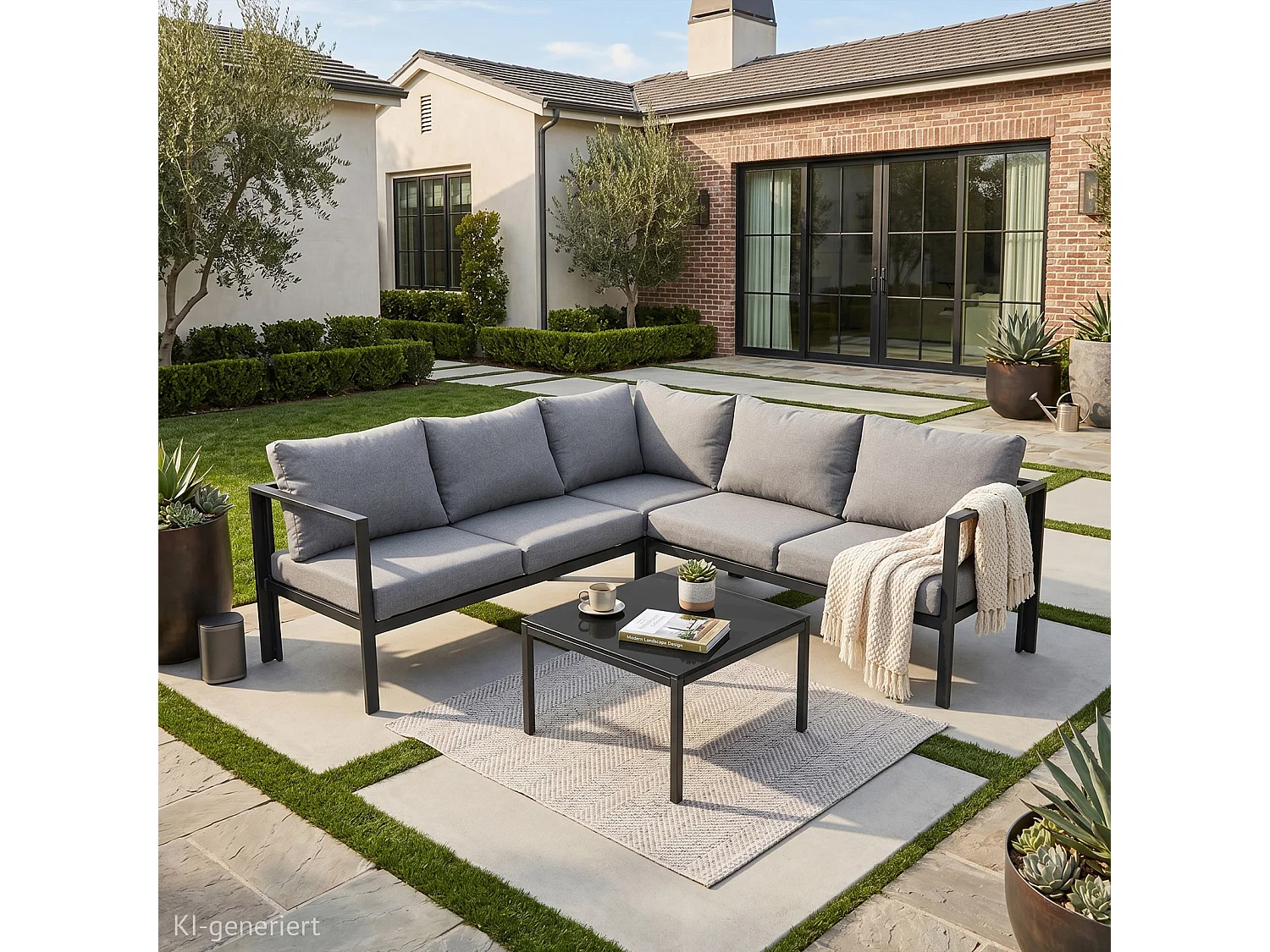 Ensemble de canapés d'extérieur 4 pièces SVITA MISSOURI Garden Lounge en acier galvanisé noir