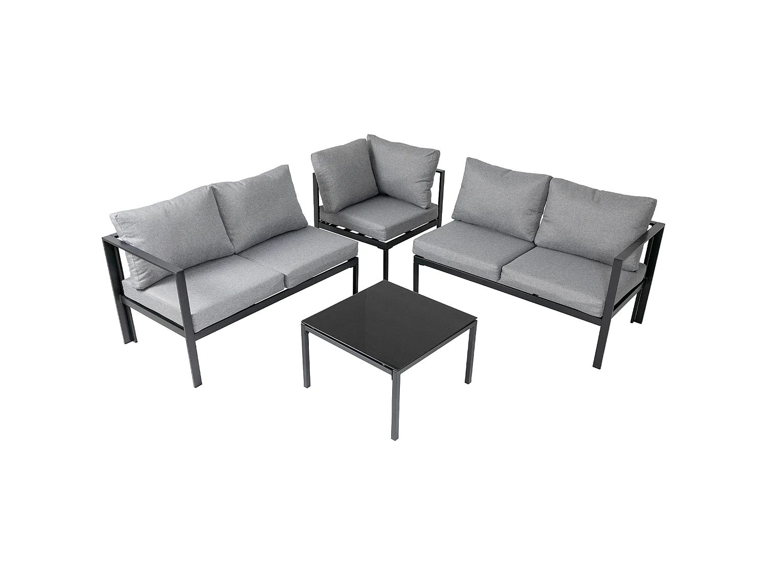 Ensemble de canapés d'extérieur 4 pièces SVITA MISSOURI Garden Lounge en acier galvanisé noir