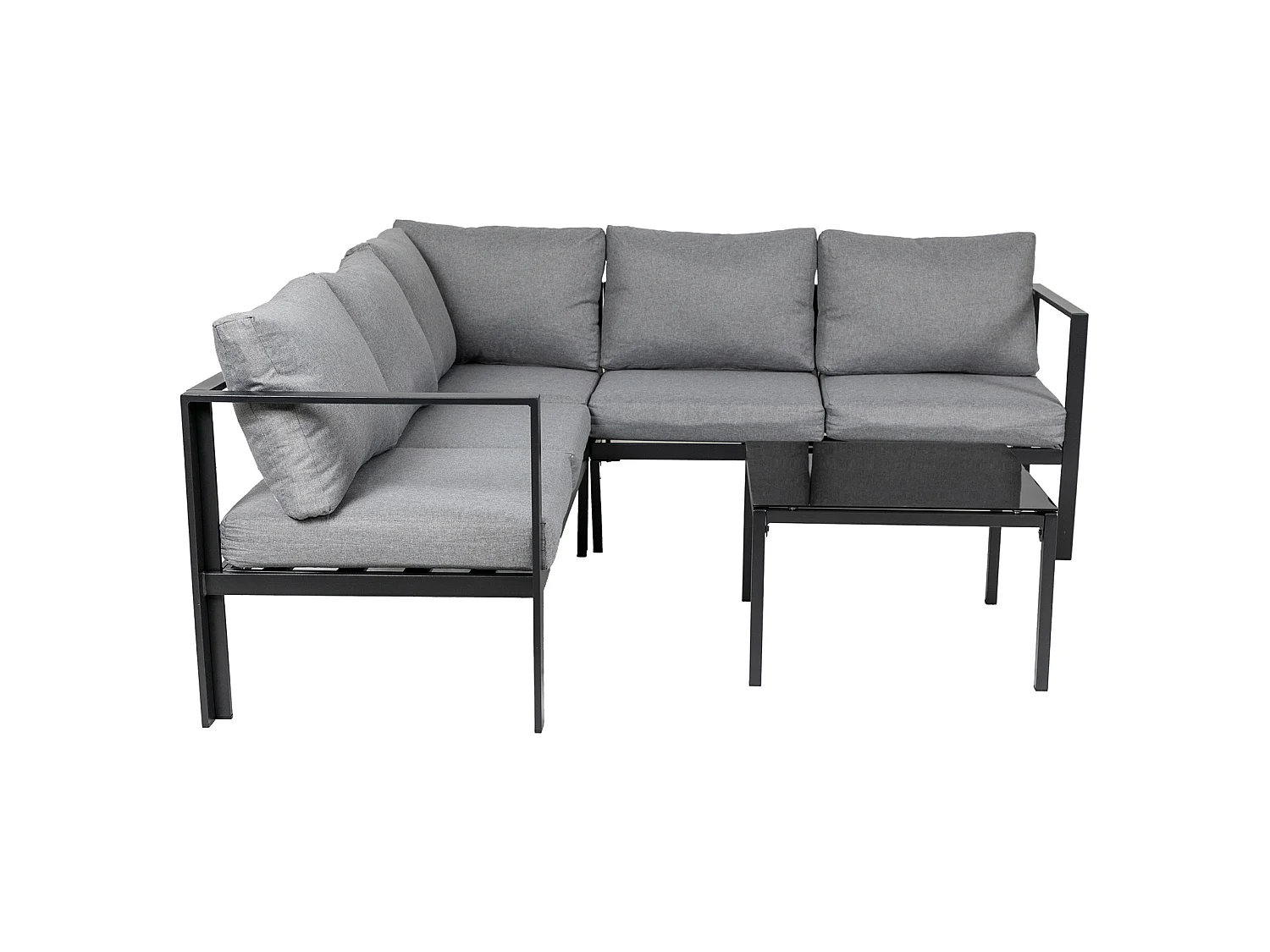 Ensemble de canapés d'extérieur 4 pièces SVITA MISSOURI Garden Lounge en acier galvanisé noir