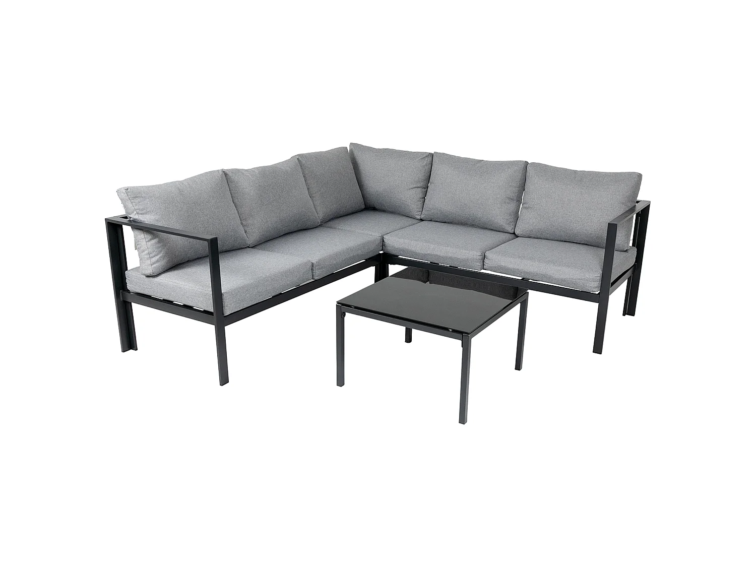 Ensemble de canapés d'extérieur 4 pièces SVITA MISSOURI Garden Lounge en acier galvanisé noir