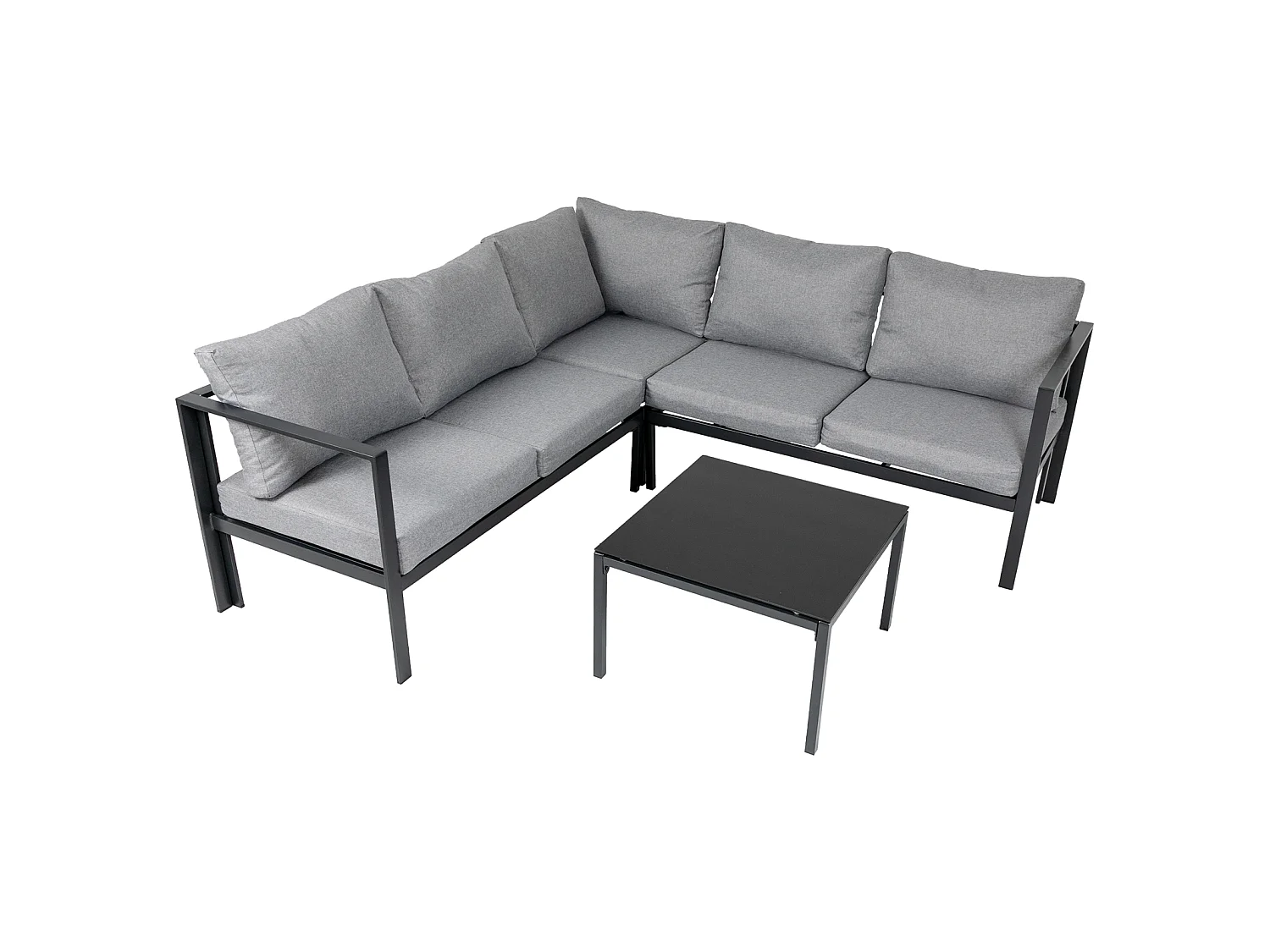 Ensemble de canapés d'extérieur 4 pièces SVITA MISSOURI Garden Lounge en acier galvanisé noir