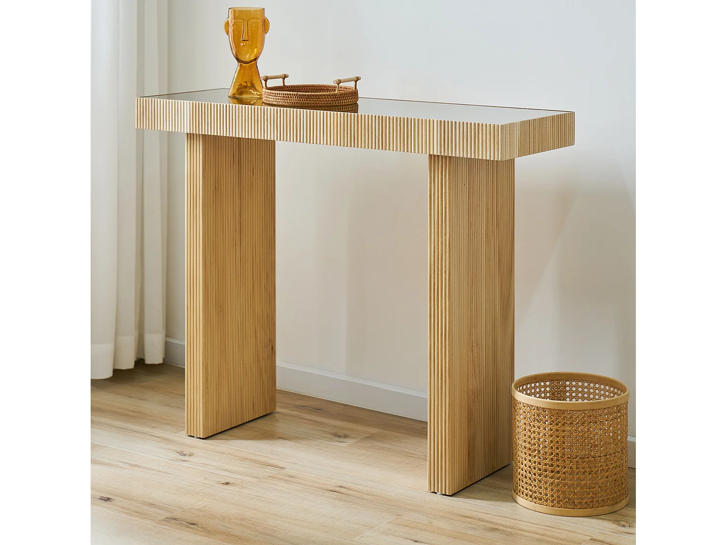 Console SVITA ALVARO aspect rotin naturel