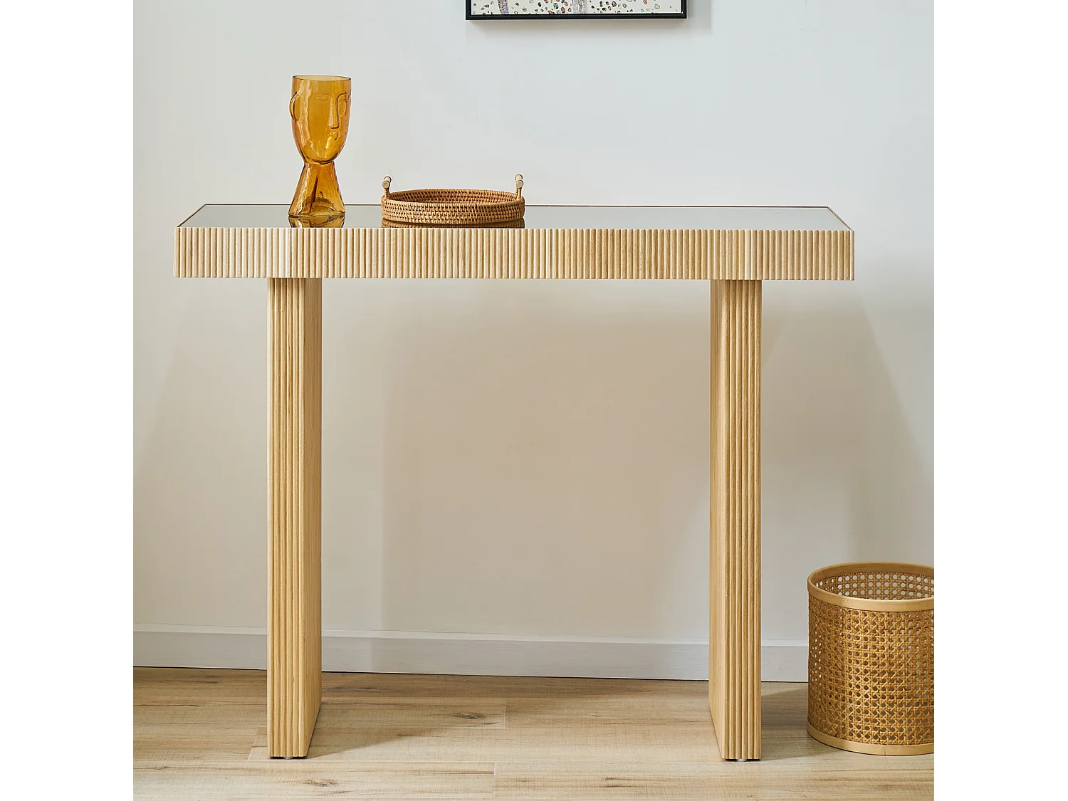 Console SVITA ALVARO aspect rotin naturel