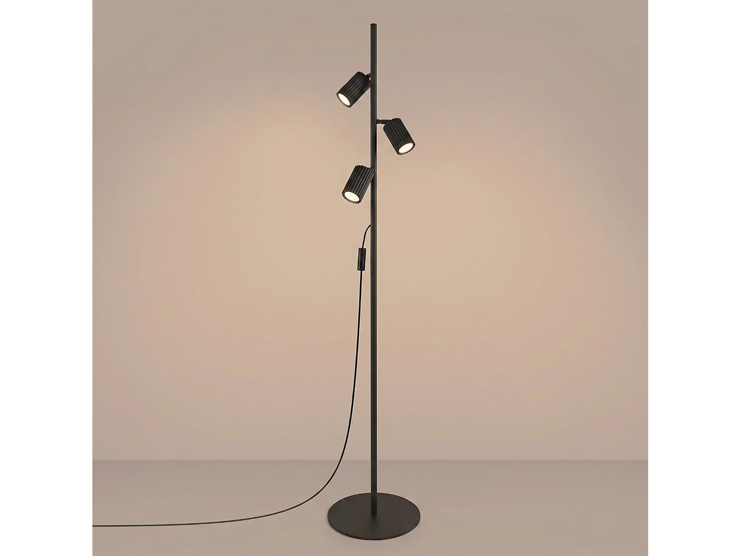 Stehlampen KARBON minimalistisch aus  Aluminium - 3 lichtquellen - L.30 x H. cm - schwarz