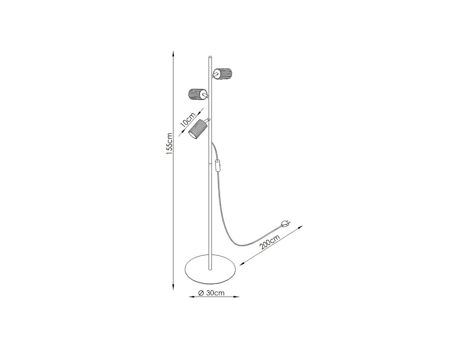 Stehlampen KARBON minimalistisch aus  Aluminium - 3 lichtquellen - L.30 x H. cm - schwarz