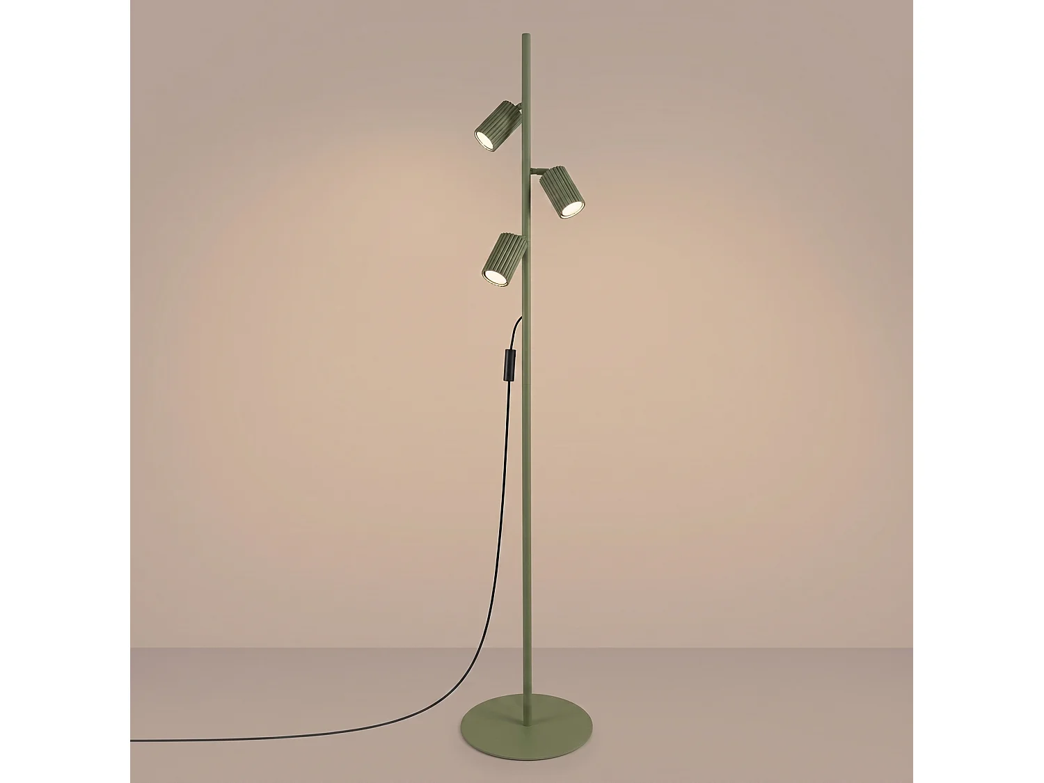 Stehlampen KARBON minimalistisch aus  Aluminium - 3 lichtquellen - L.30 x H. cm - olivgrün