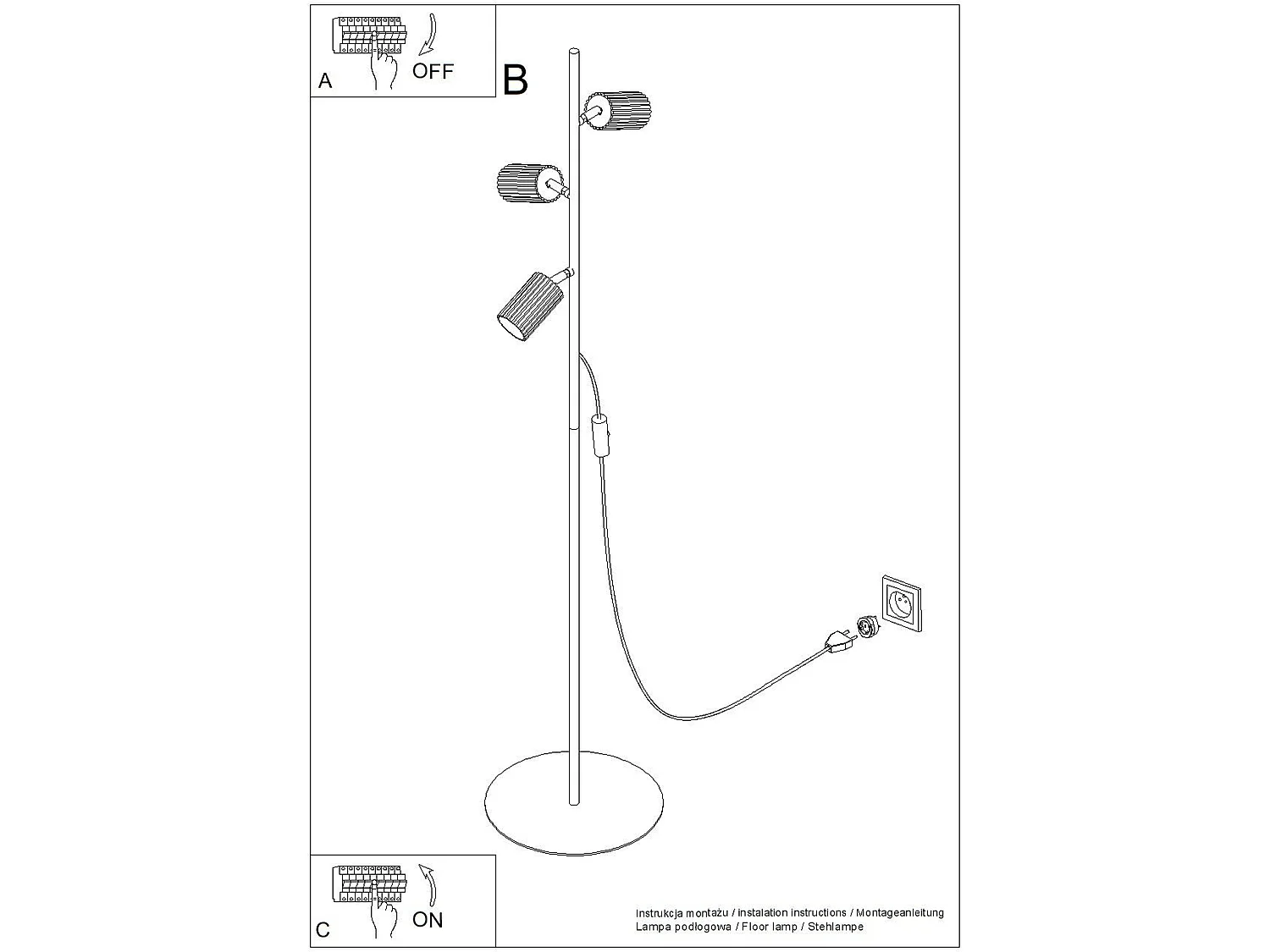 Stehlampen KARBON minimalistisch aus  Aluminium - 3 lichtquellen - L.30 x H. cm - weiß
