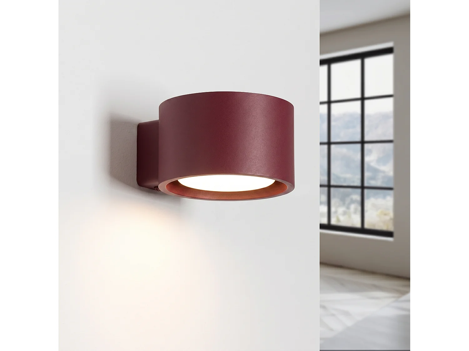 Applique minimaliste en aluminium - 1 sources lumineuses - L.10 x H.6 cm - bordeaux