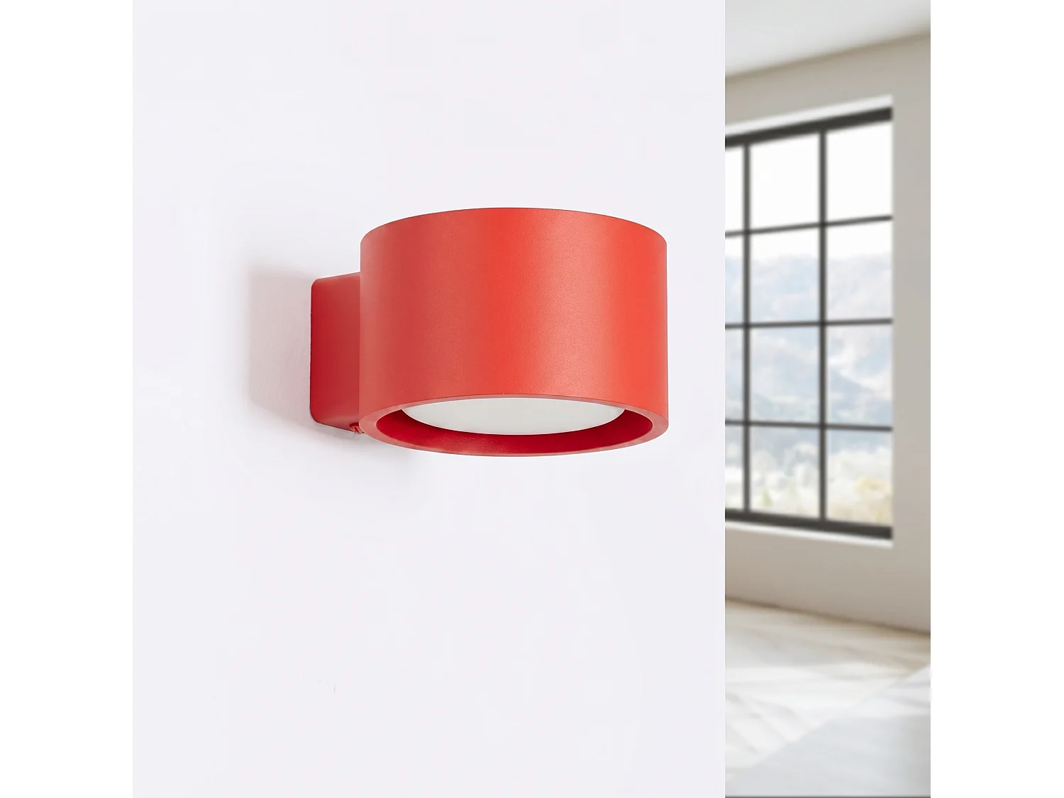 Wandlampen MODO minimalistisch van  - 1 lichtbronnen - L.10 x H.6 cm - rood
