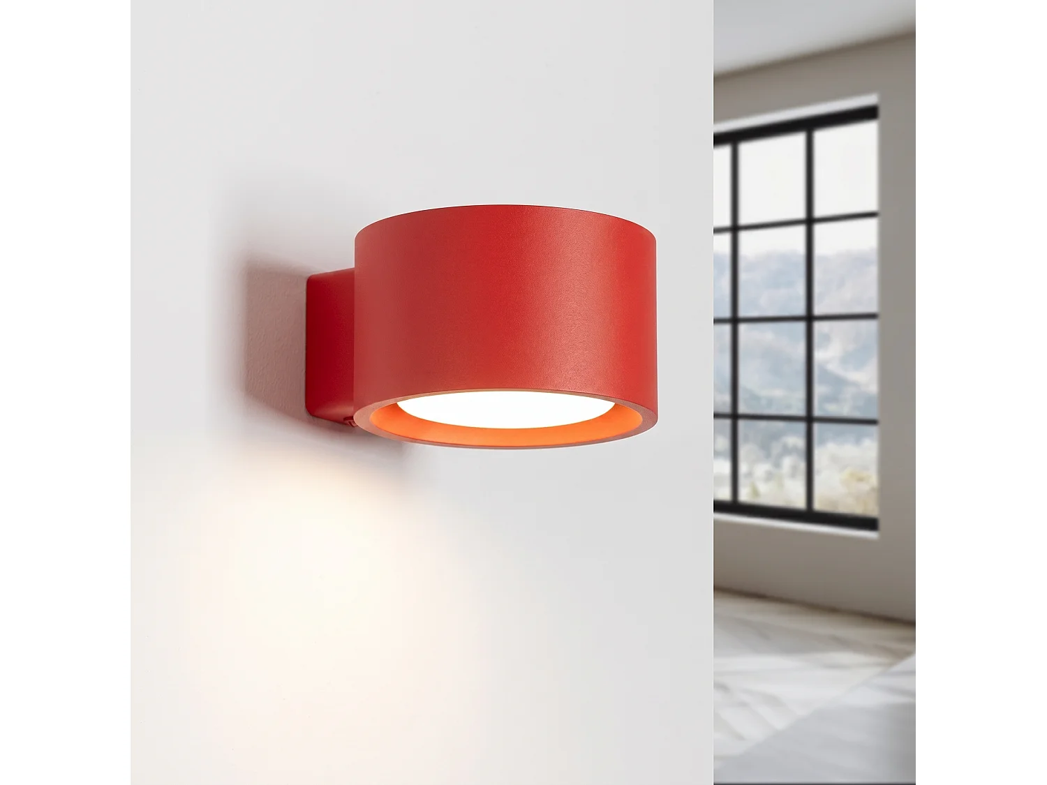 Wandlampen MODO minimalistisch van  - 1 lichtbronnen - L.10 x H.6 cm - rood
