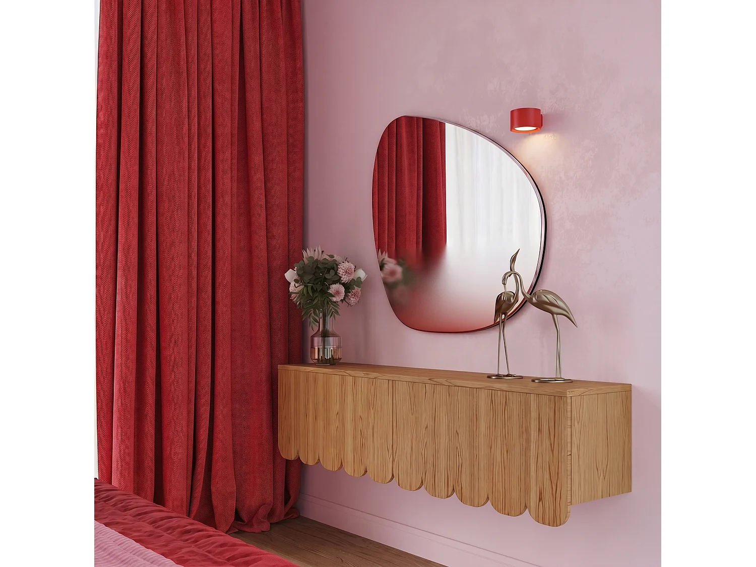 Wandlampen MODO minimalistisch van  - 1 lichtbronnen - L.10 x H.6 cm - rood