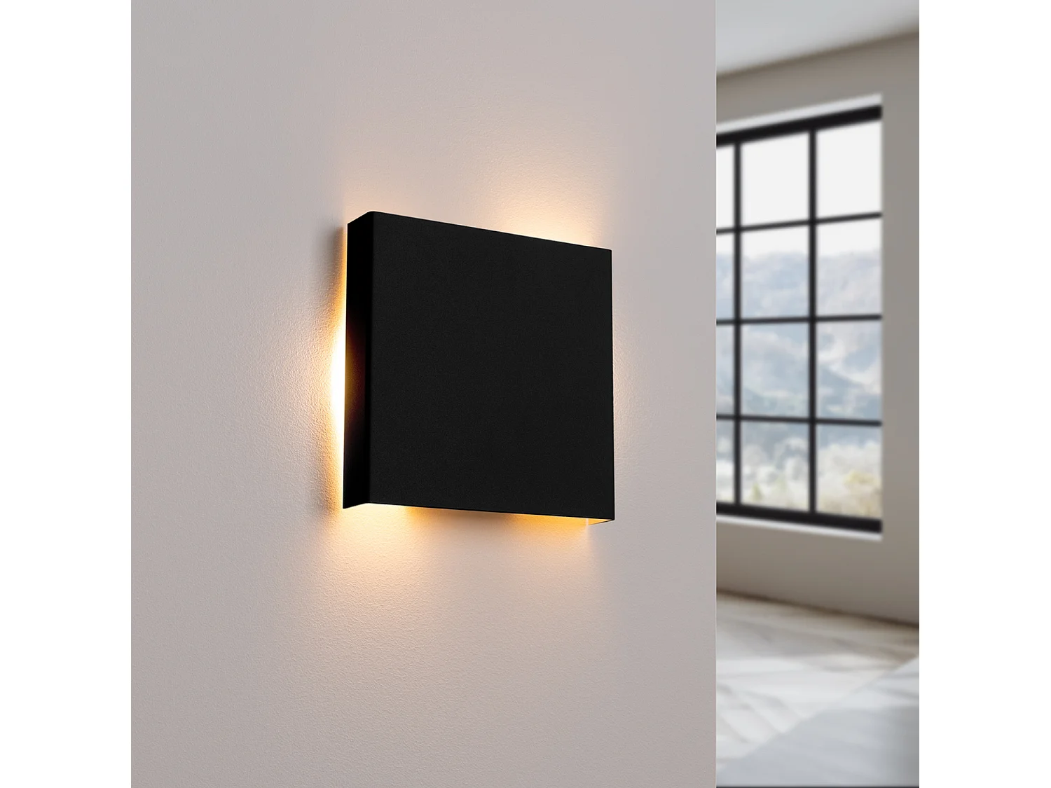 Appliques VANTA minimaliste en acier - 2 sources lumineuses - L.15 x H.15 cm - noir