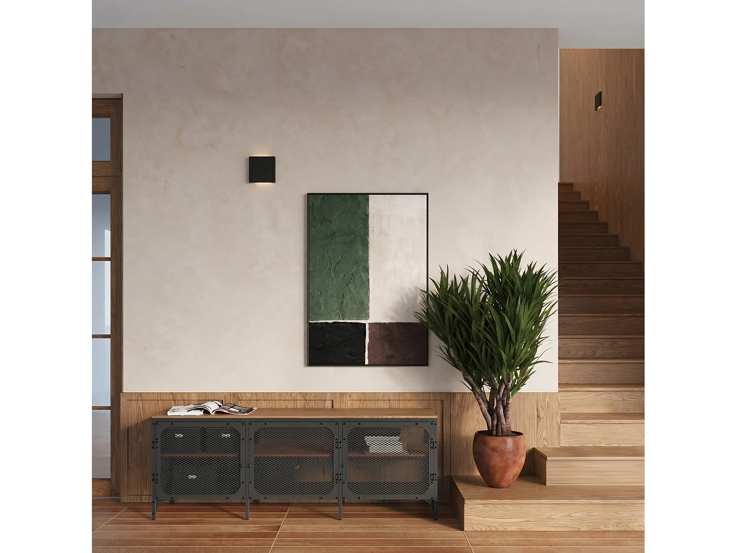 Appliques VANTA minimaliste en acier - 2 sources lumineuses - L.15 x H.15 cm - noir
