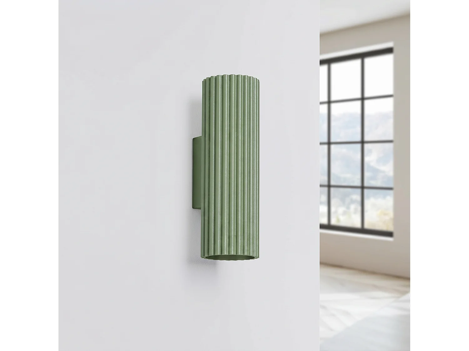 Applique minimaliste en aluminium - 2 sources lumineuses - L.6,5 x H.20 cm - sauge