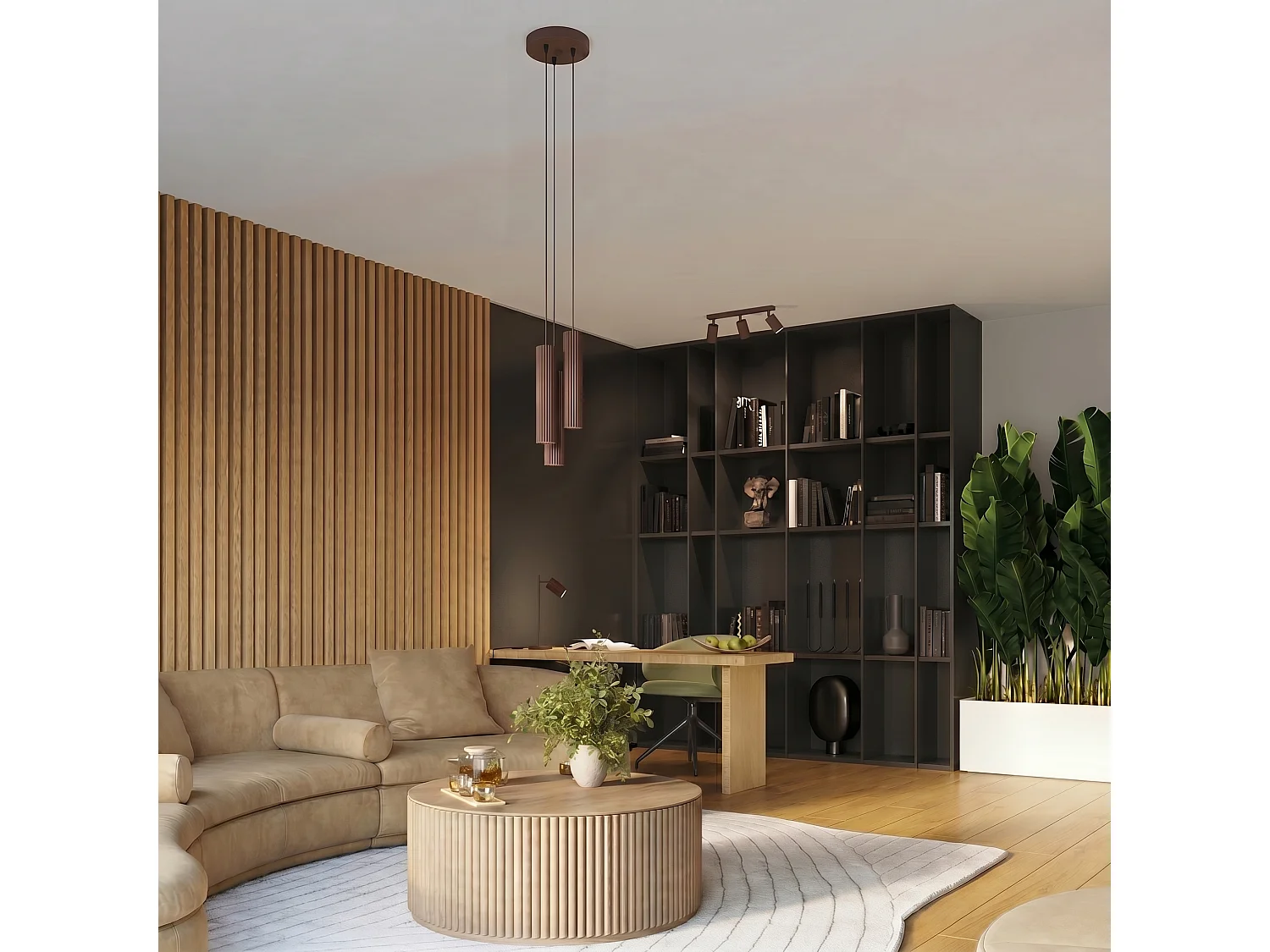 Applique minimaliste en aluminium - 2 sources lumineuses - L.6,5 x H.20 cm - marron