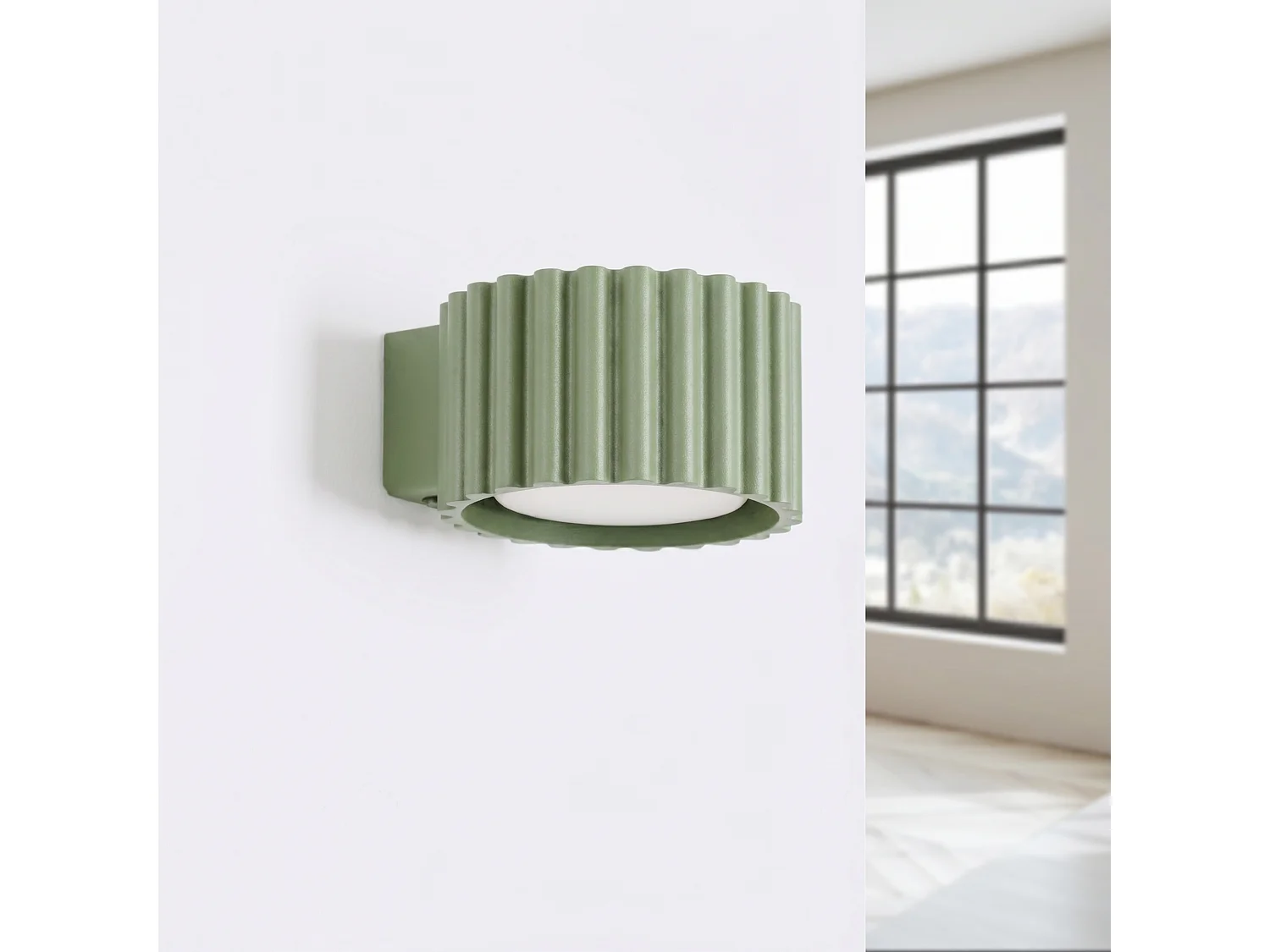 Applique minimaliste en aluminium - 1 sources lumineuses - L.10 x H.6 cm - sauge