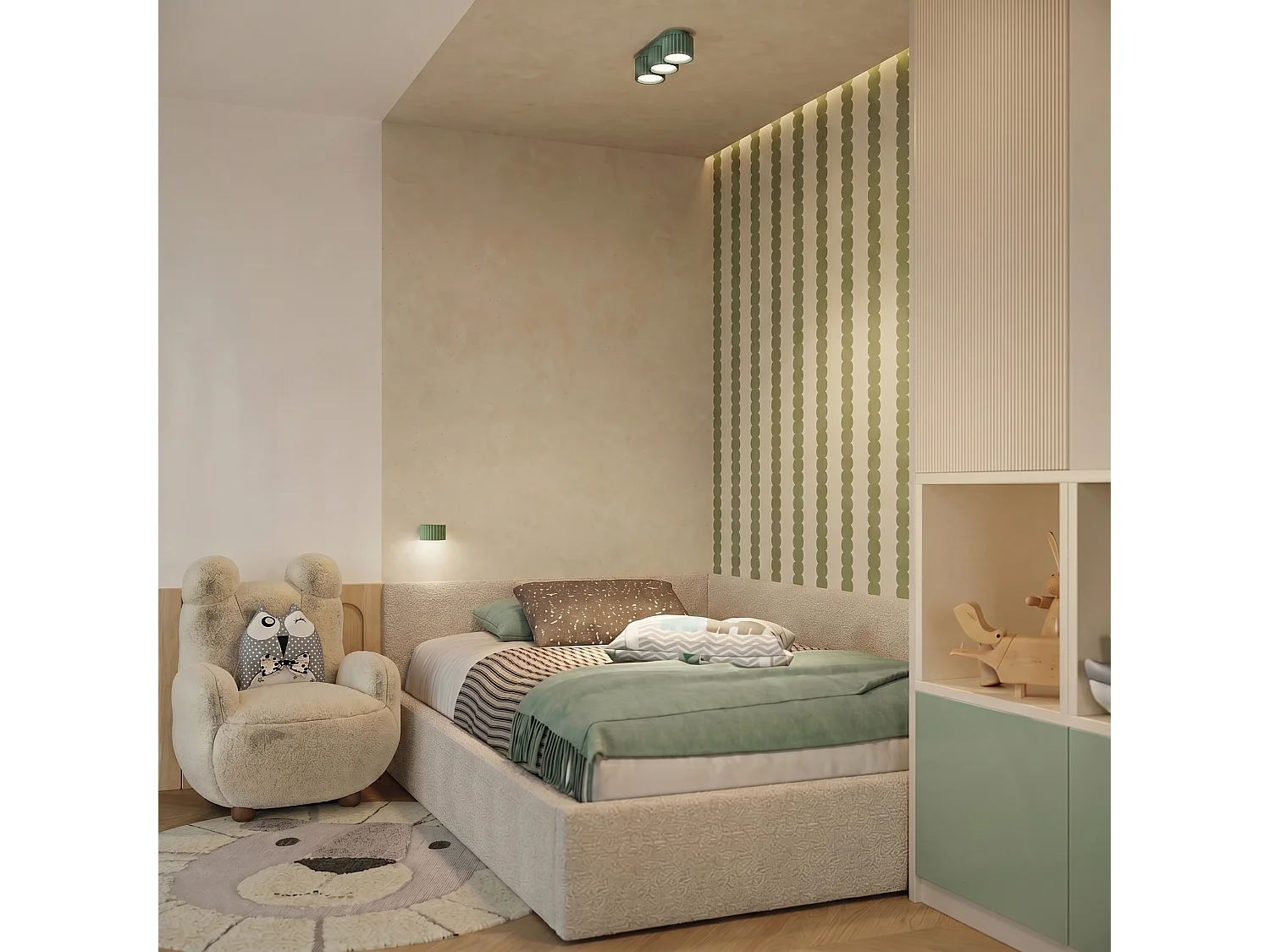 Applique minimaliste en aluminium - 1 sources lumineuses - L.10 x H.6 cm - sauge