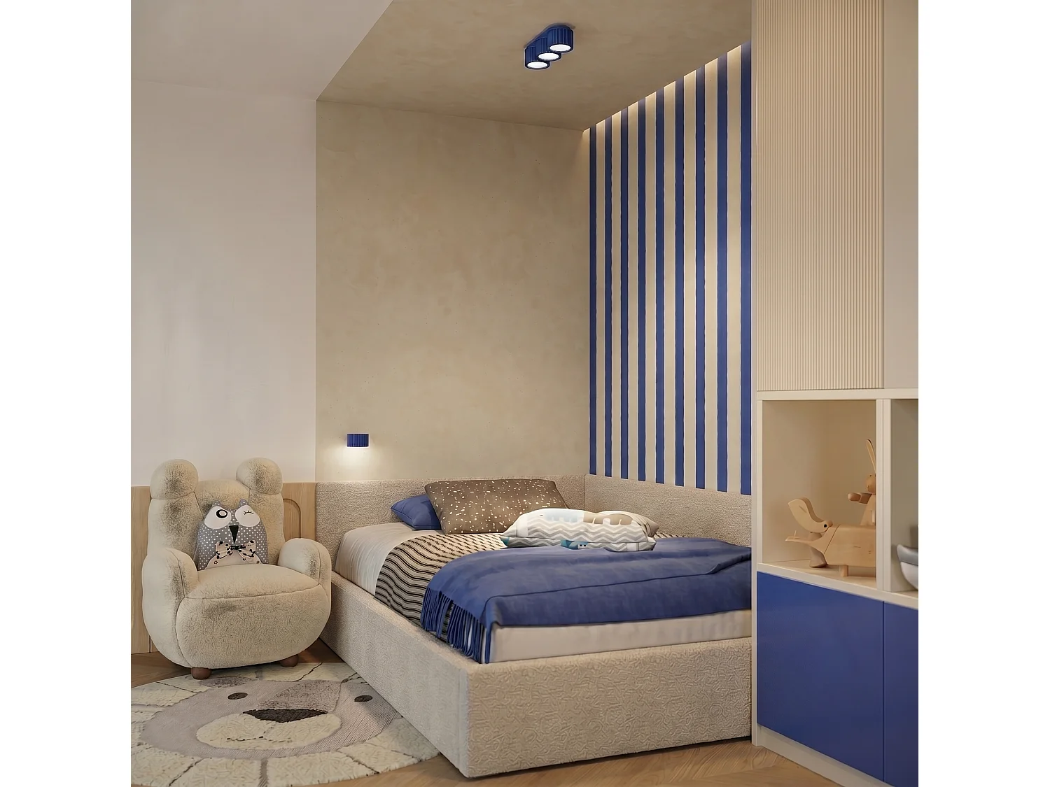 Applique minimaliste en aluminium - 1 sources lumineuses - L.10 x H.6 cm - outremer