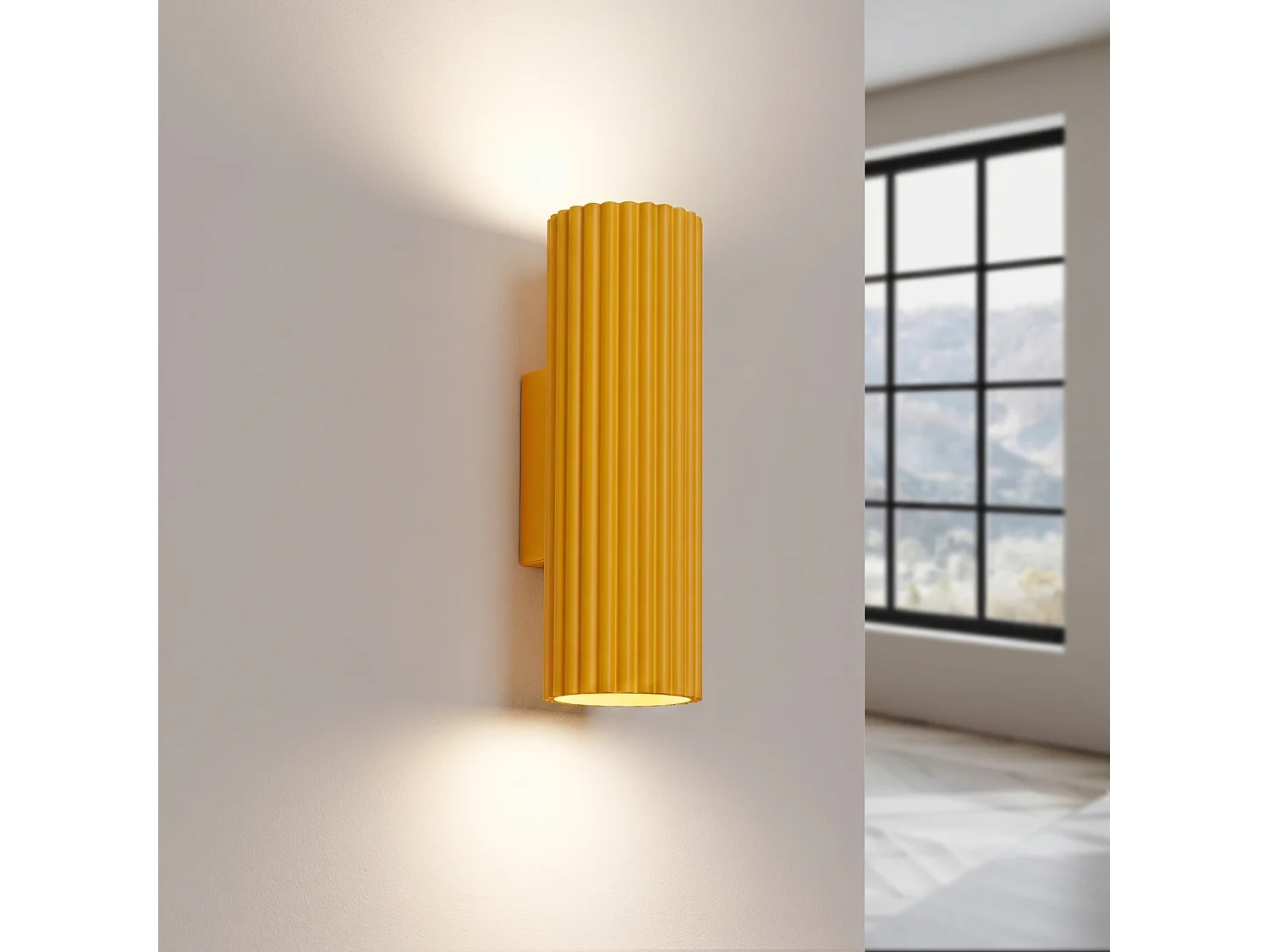 Applique minimaliste en aluminium - 2 sources lumineuses - L.6,5 x H.20 cm - jaune