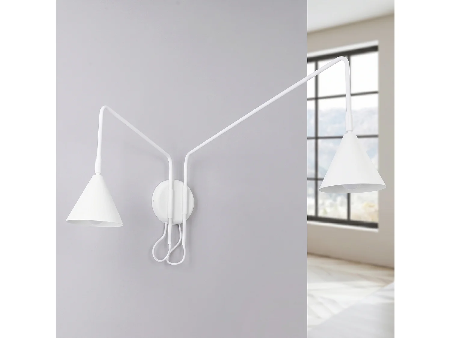 Appliques NOX moderne en acier - 2 sources lumineuses - L.150 x H.30 cm - blanc