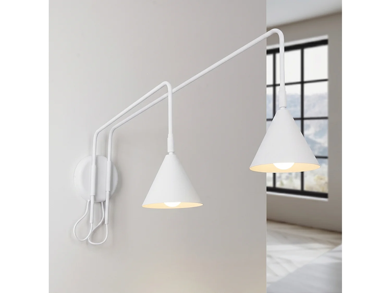 Appliques NOX moderne en acier - 2 sources lumineuses - L.150 x H.30 cm - blanc