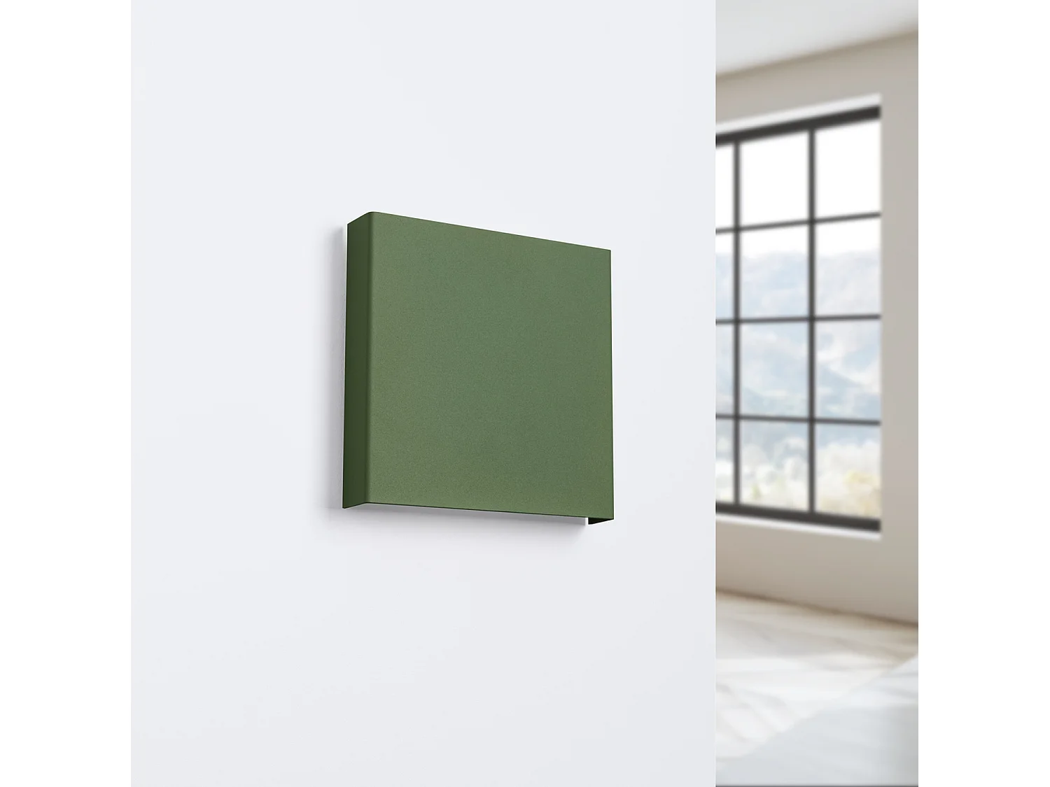Appliques VANTA minimaliste en acier - 2 sources lumineuses - L.15 x H.15 cm - vert olive