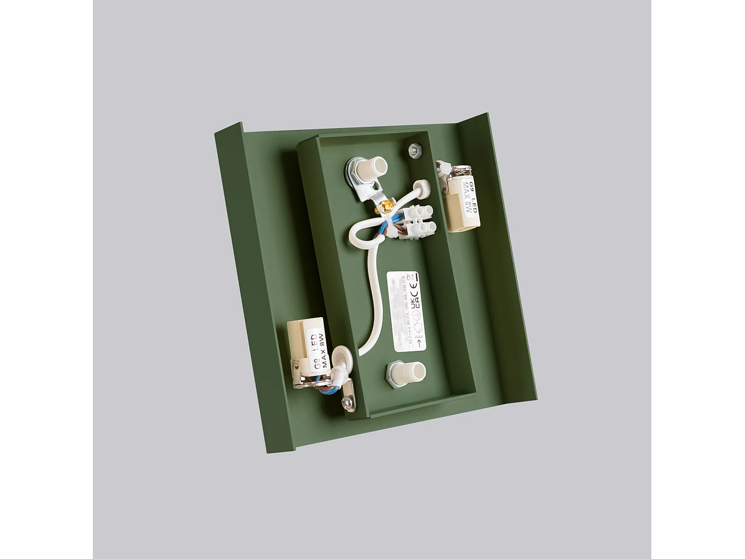 Appliques VANTA minimaliste en acier - 2 sources lumineuses - L.15 x H.15 cm - vert olive