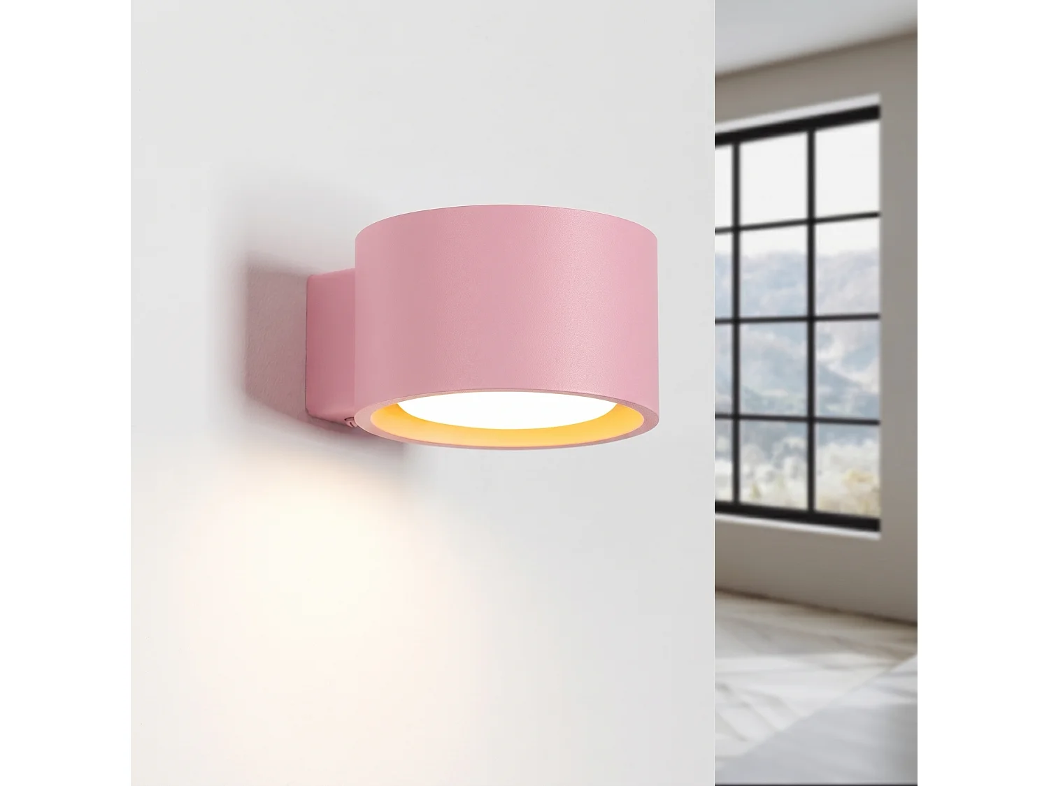 Applique minimaliste en aluminium - 1 sources lumineuses - L.10 x H.6 cm - rose