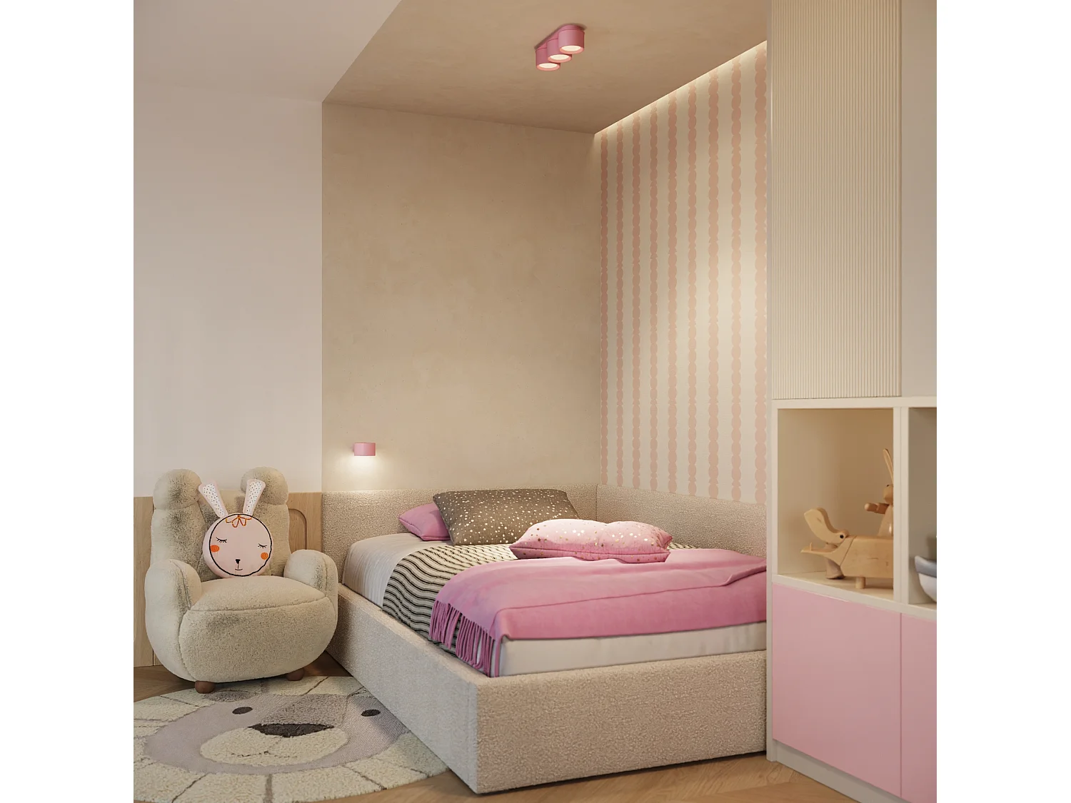 Applique minimaliste en aluminium - 1 sources lumineuses - L.10 x H.6 cm - rose