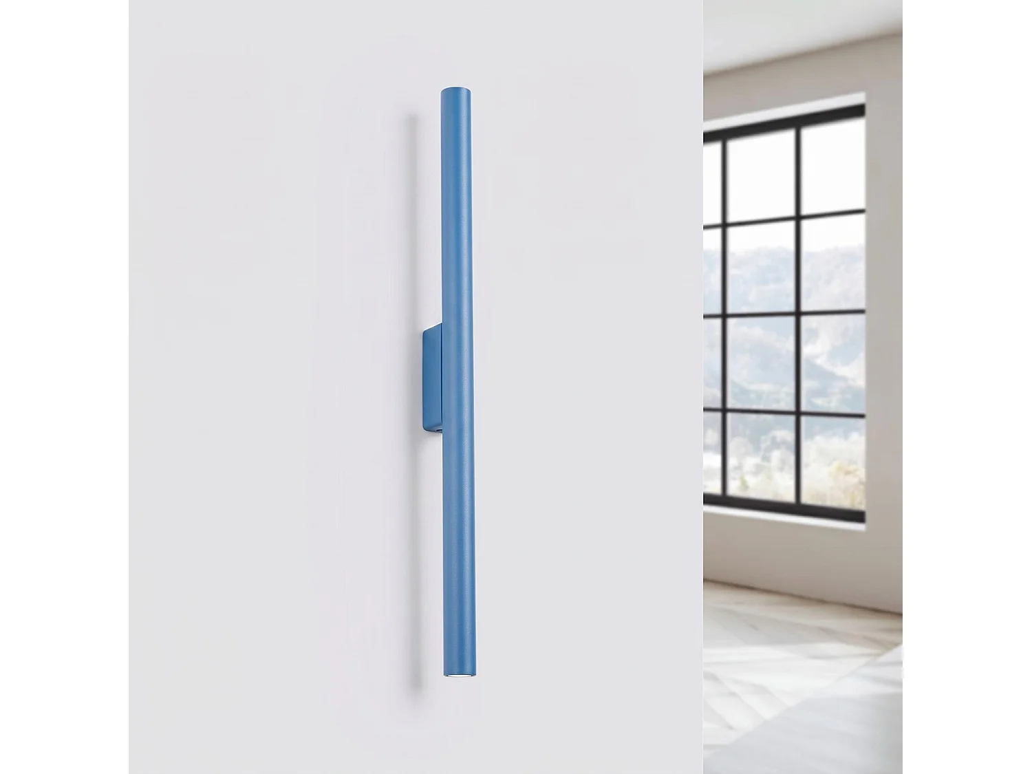 Applique moderne en acier - 2 sources lumineuses - L.2,5 x H.50 cm - bleu clair