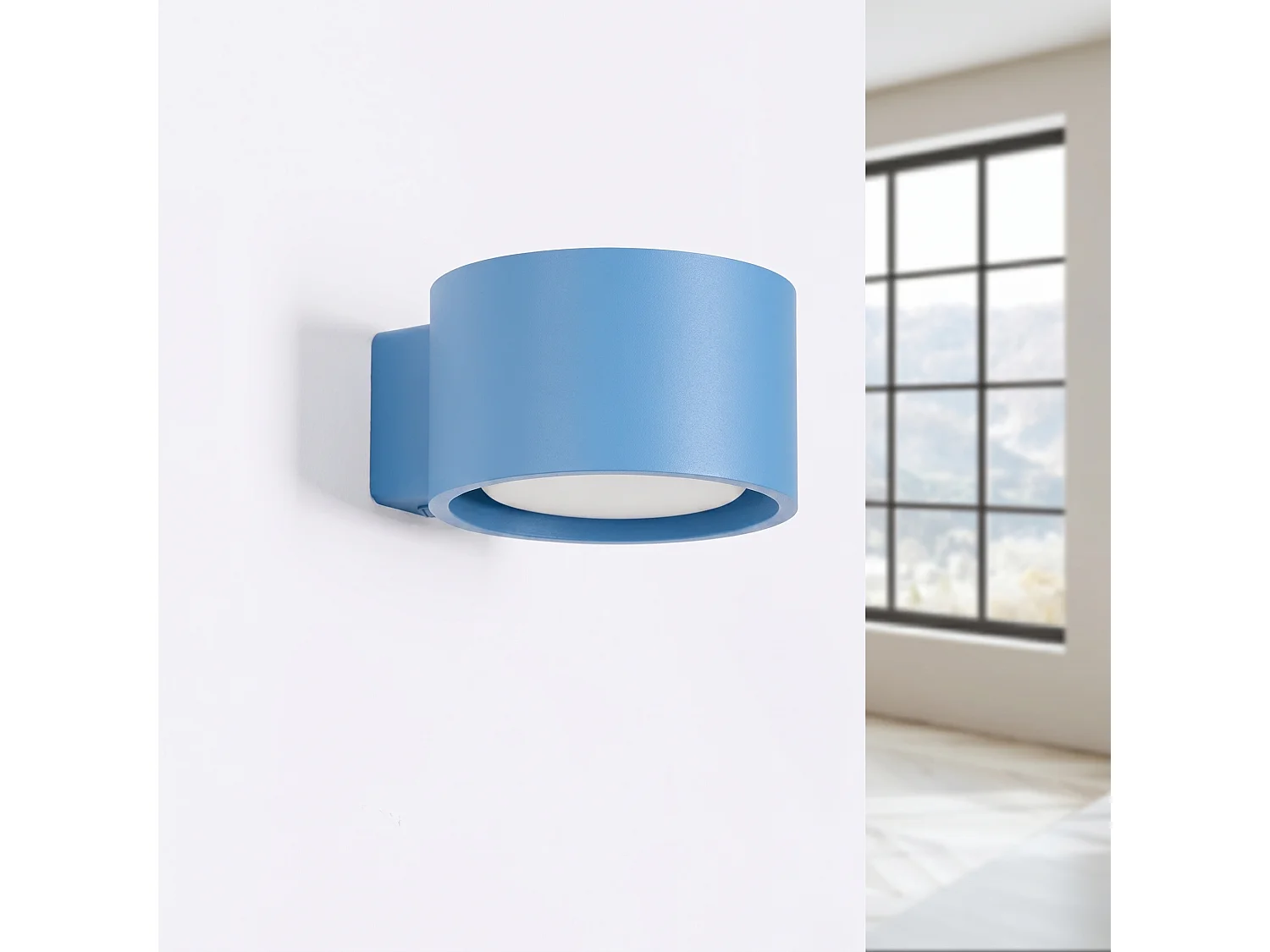 Applique minimaliste en aluminium - 1 sources lumineuses - L.10 x H.6 cm - bleu clair