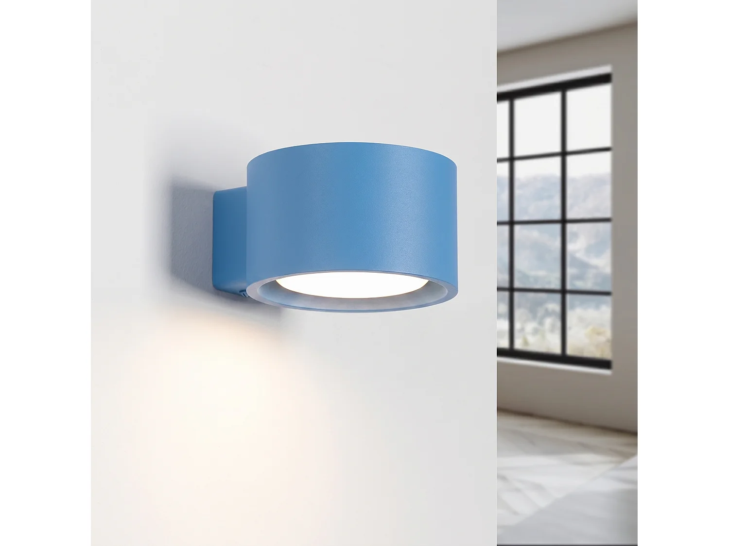 Applique minimaliste en aluminium - 1 sources lumineuses - L.10 x H.6 cm - bleu clair