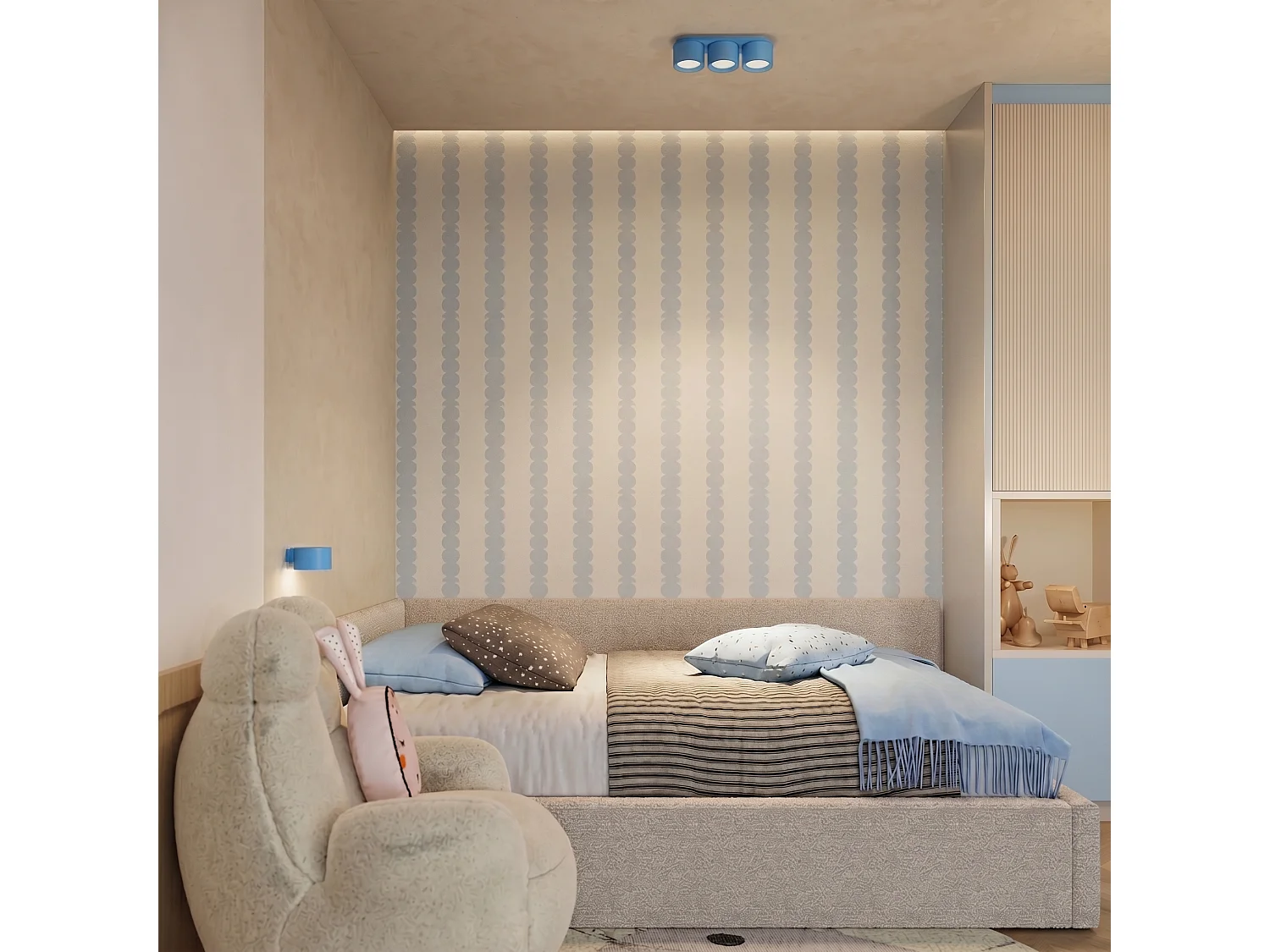 Applique minimaliste en aluminium - 1 sources lumineuses - L.10 x H.6 cm - bleu clair