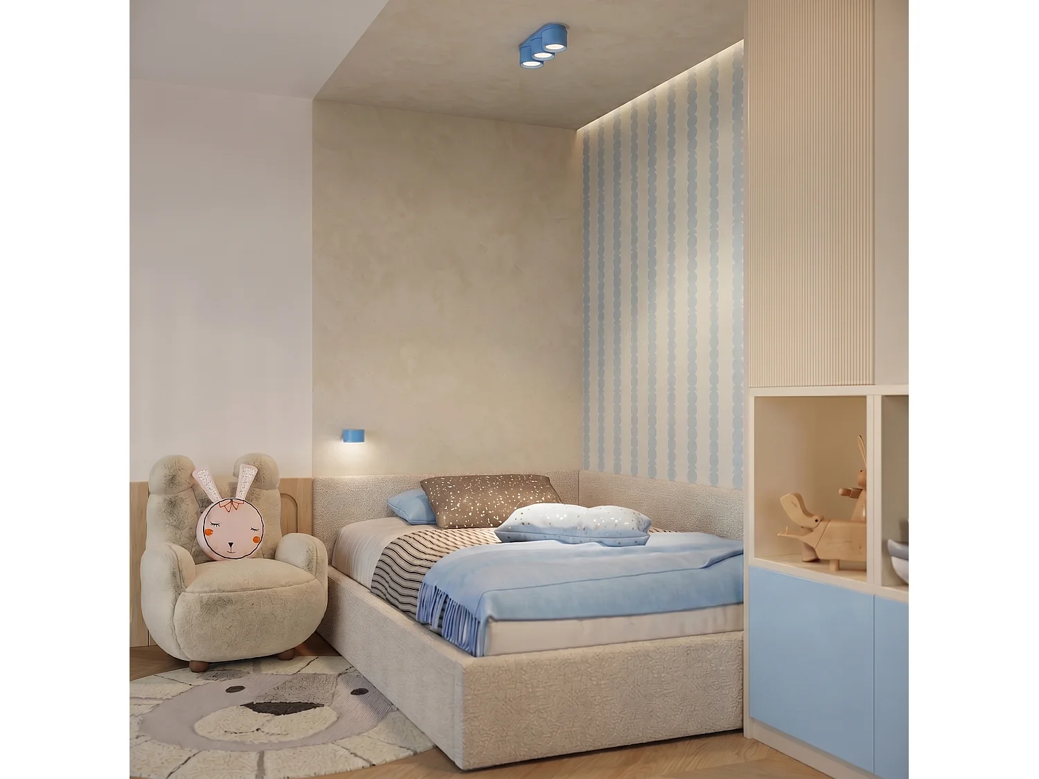 Applique minimaliste en aluminium - 1 sources lumineuses - L.10 x H.6 cm - bleu clair