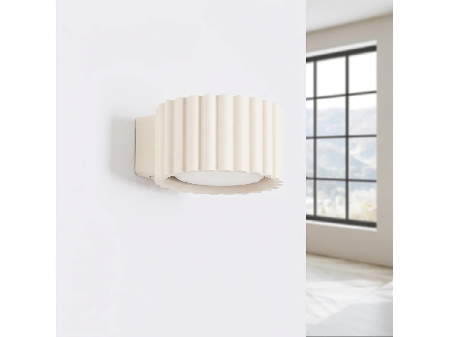 Applique minimaliste en aluminium - 1 sources lumineuses - L.10 x H.6 cm - beige