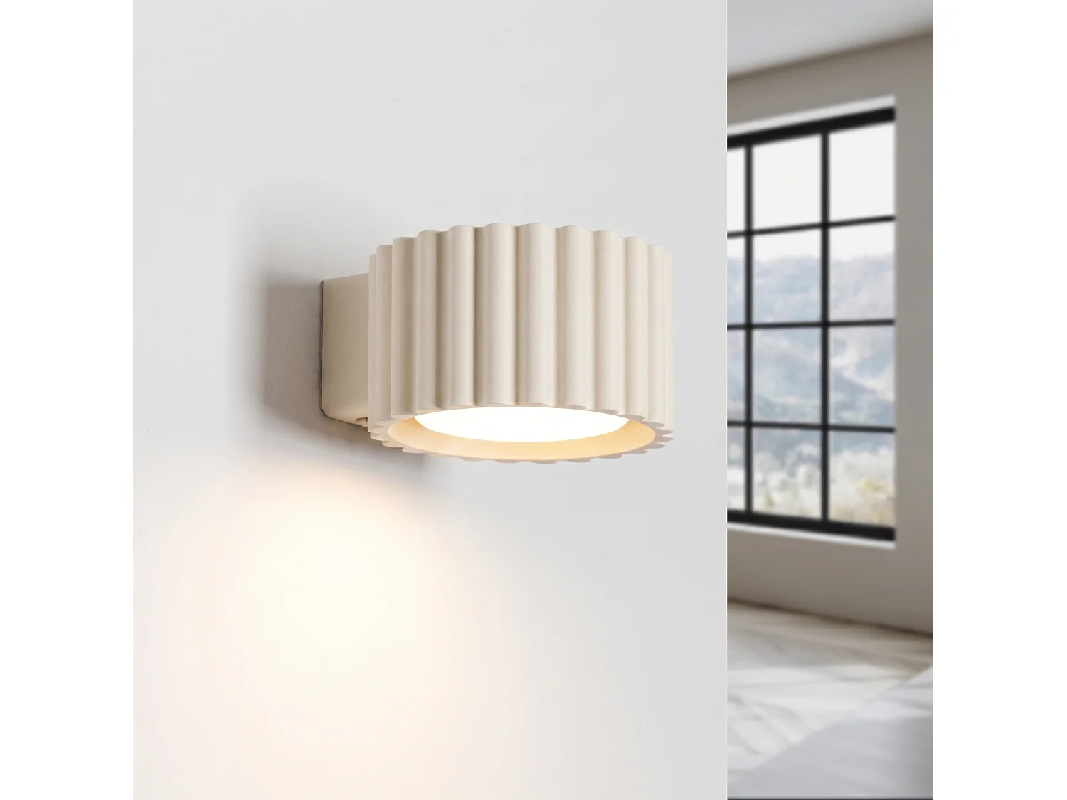 Applique minimaliste en aluminium - 1 sources lumineuses - L.10 x H.6 cm - beige