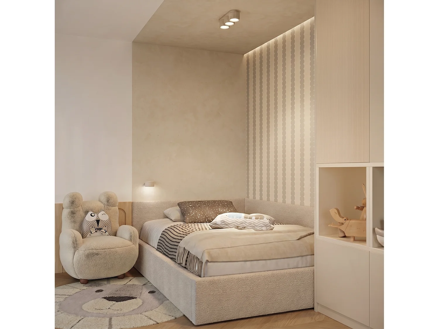 Applique minimaliste en aluminium - 1 sources lumineuses - L.10 x H.6 cm - beige
