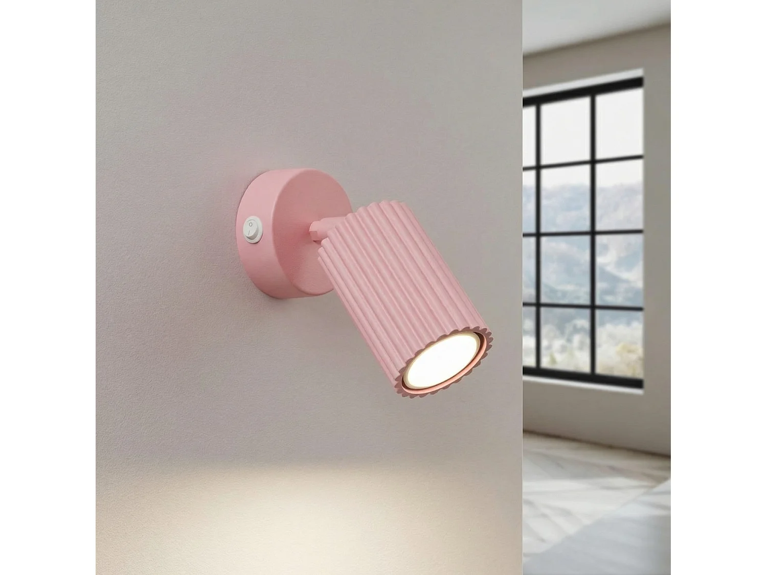 Applique minimaliste en aluminium - 1 sources lumineuses - L.8 x H.16 cm - rose