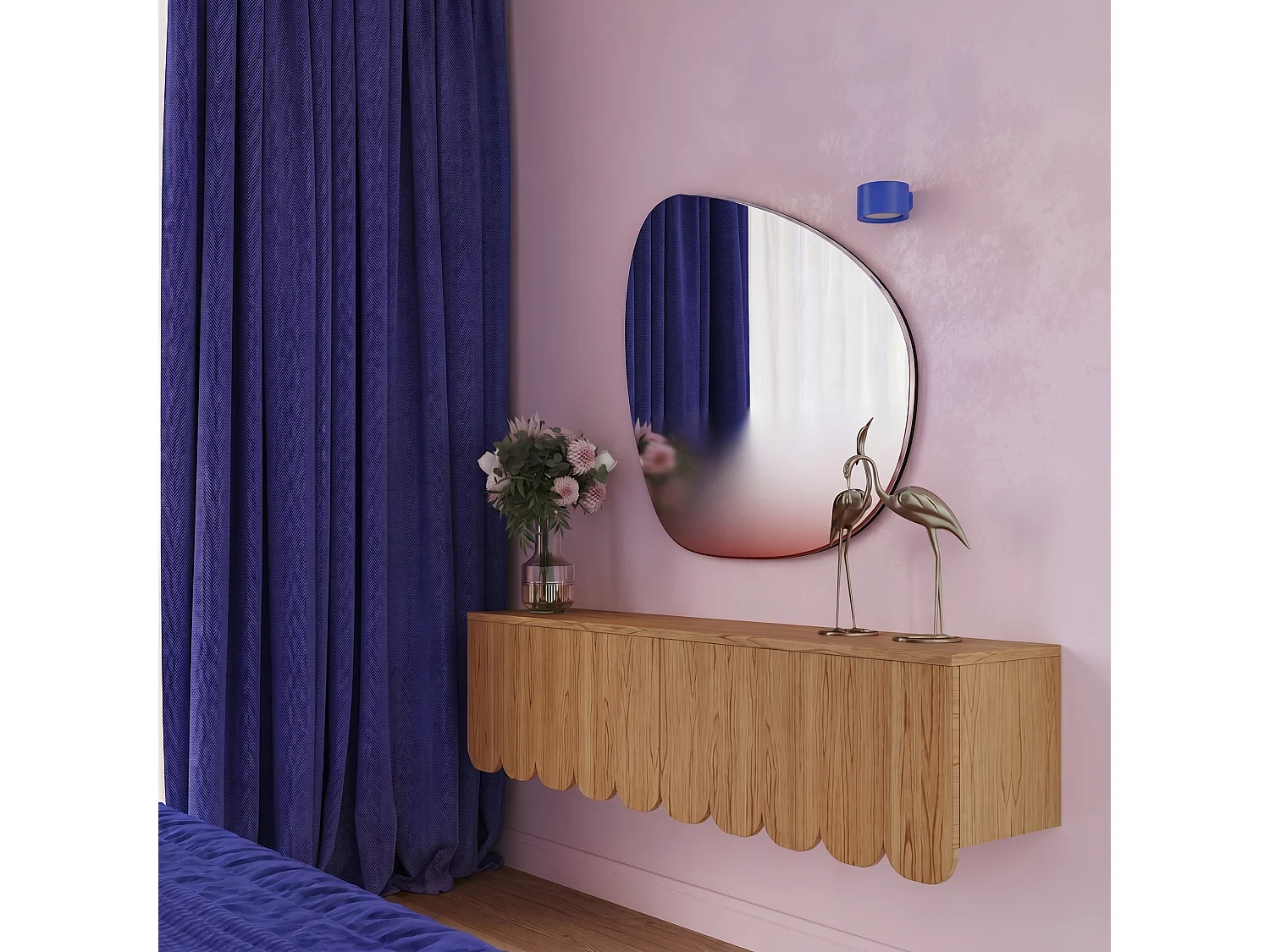 Applique minimaliste en aluminium - 1 sources lumineuses - L.10 x H.6 cm - outremer