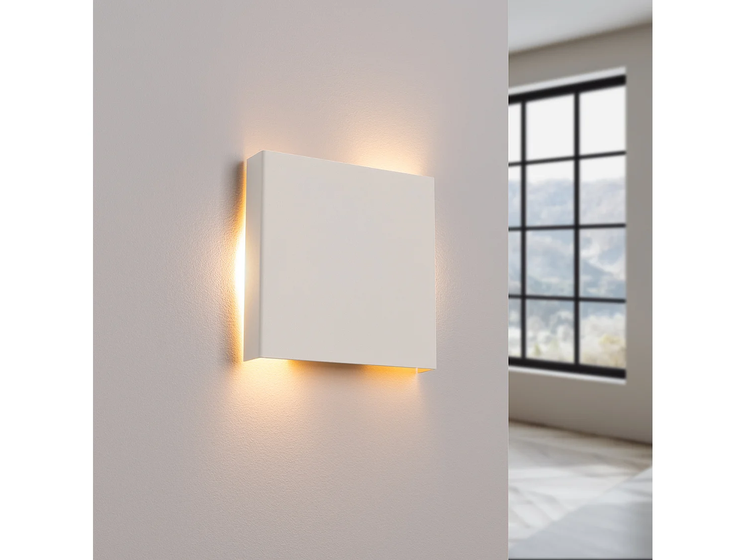 Appliques VANTA minimaliste en acier - 2 sources lumineuses - L.15 x H.15 cm - blanc