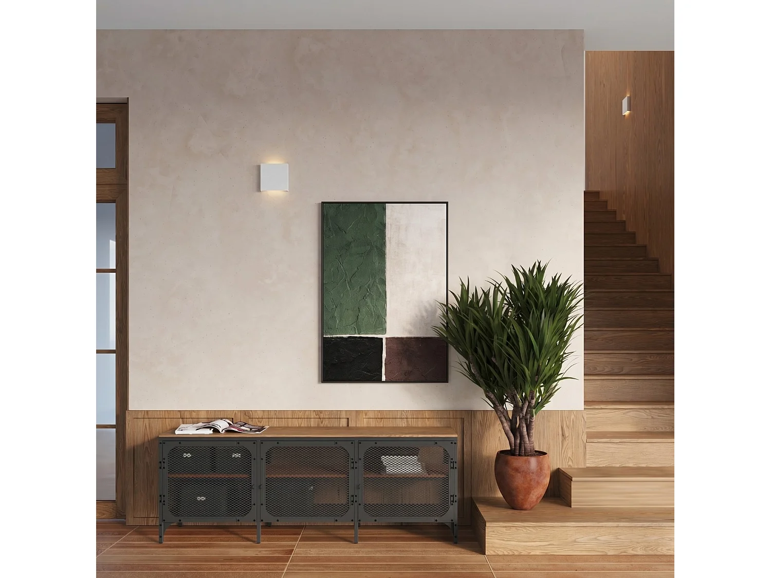 Appliques VANTA minimaliste en acier - 2 sources lumineuses - L.15 x H.15 cm - blanc