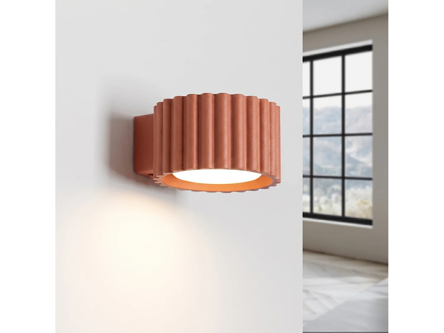 Appliques AURA minimaliste en aluminium - 1 sources lumineuses - L.10 x H.6 cm - ocre rouge