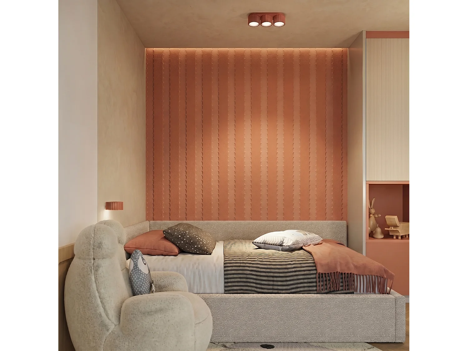 Appliques AURA minimaliste en aluminium - 1 sources lumineuses - L.10 x H.6 cm - ocre rouge