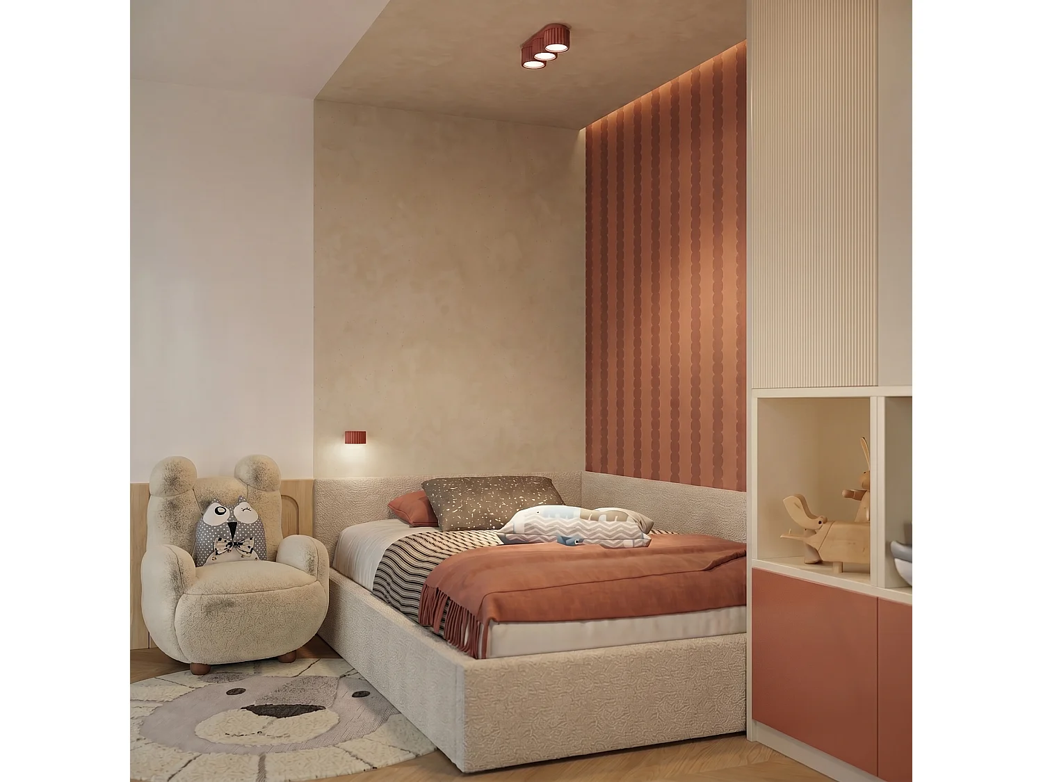 Appliques AURA minimaliste en aluminium - 1 sources lumineuses - L.10 x H.6 cm - ocre rouge