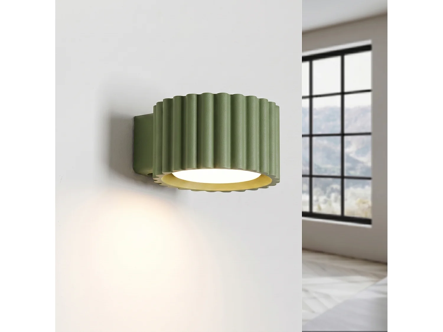 Applique minimaliste en aluminium - 1 sources lumineuses - L.10 x H.6 cm - vert olive