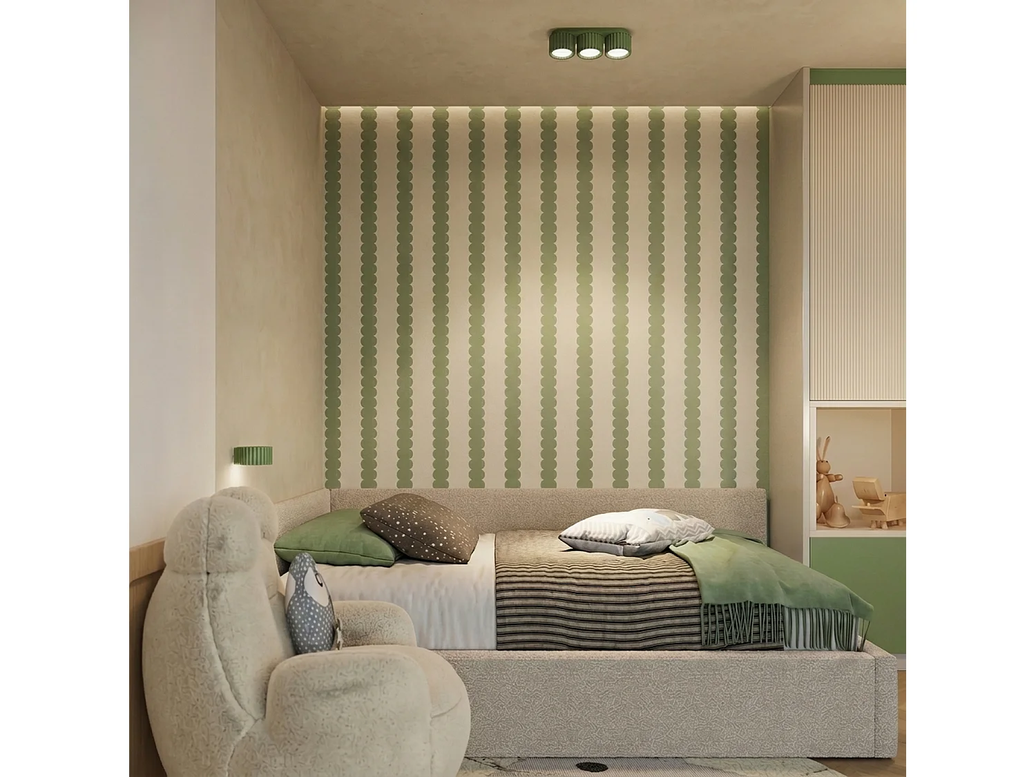 Applique minimaliste en aluminium - 1 sources lumineuses - L.10 x H.6 cm - vert olive