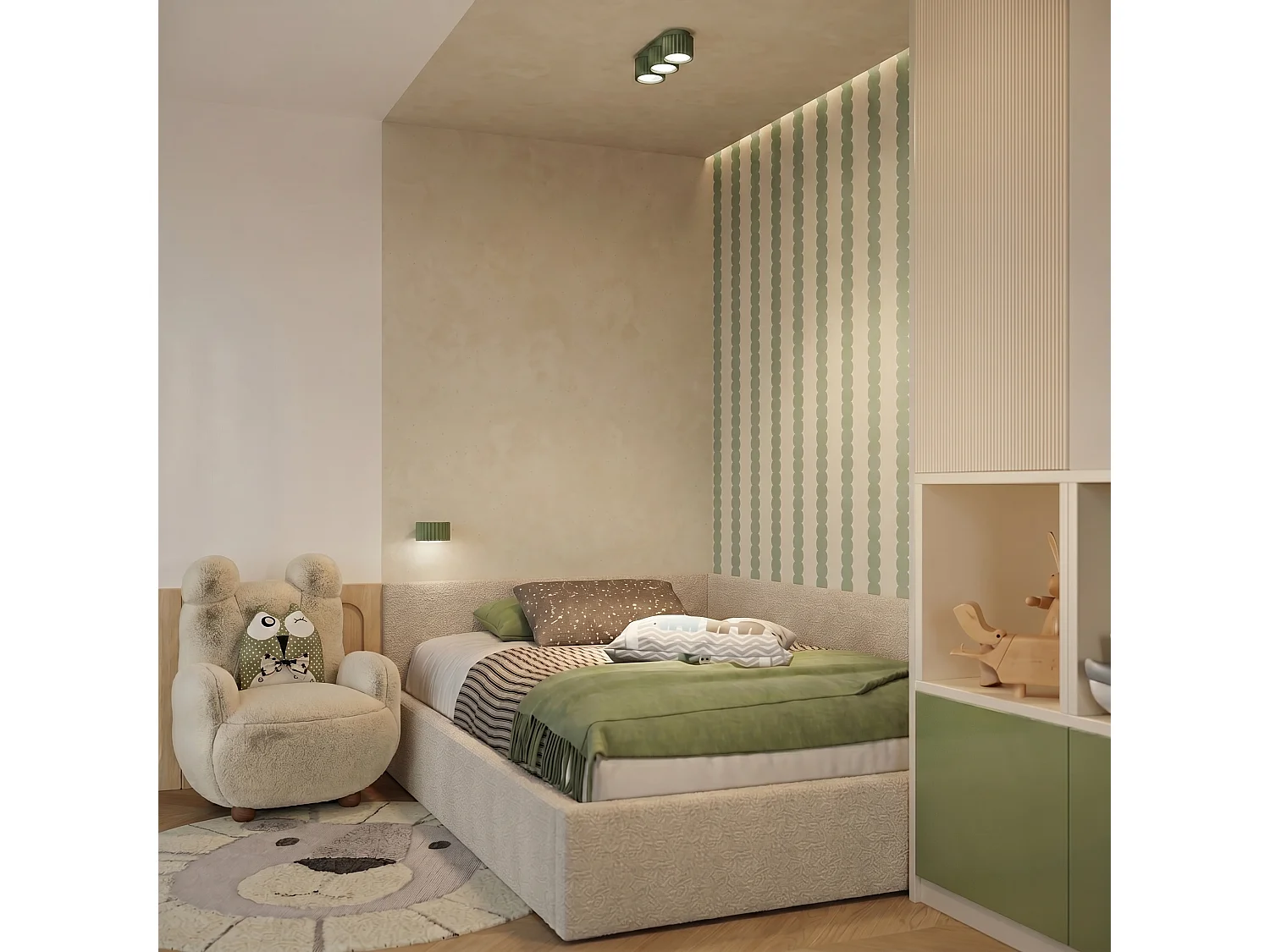 Applique minimaliste en aluminium - 1 sources lumineuses - L.10 x H.6 cm - vert olive