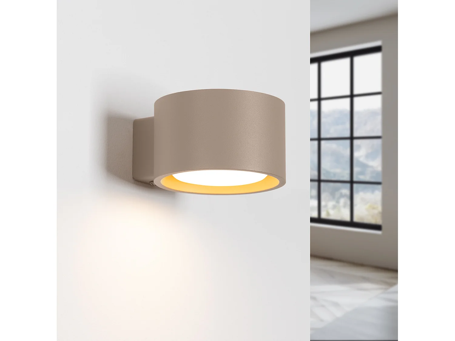Applique minimaliste en aluminium - 1 sources lumineuses - L.10 x H.6 cm - taupe