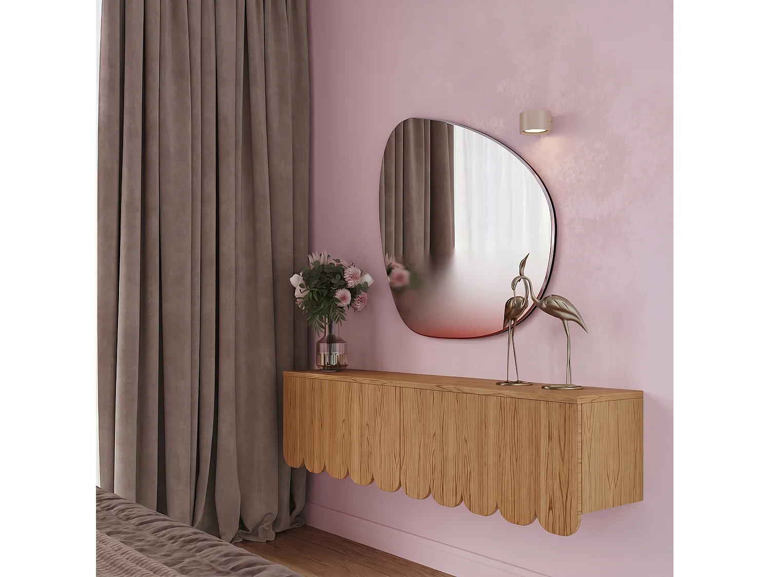 Applique minimaliste en aluminium - 1 sources lumineuses - L.10 x H.6 cm - taupe