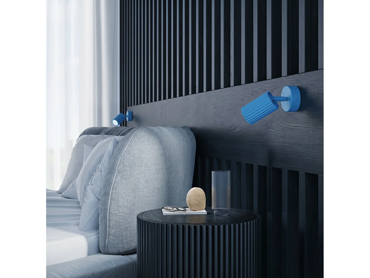 Applique minimaliste en aluminium - 1 sources lumineuses - L.8 x H.16 cm - bleu clair